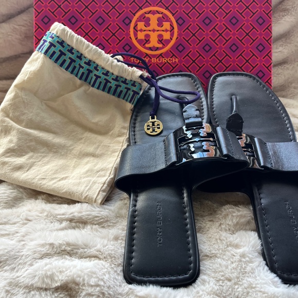 Tory Burch Georgia Leather Thong Sandals Calf Leather - Picture 3 of 5